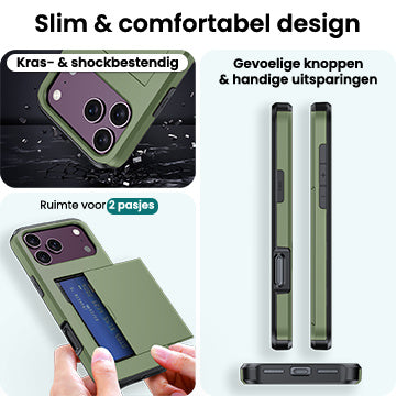 Forterra iPhone 18 Pro Hoesje Kaarthouder Hard Case Shockproof - Donkergroen