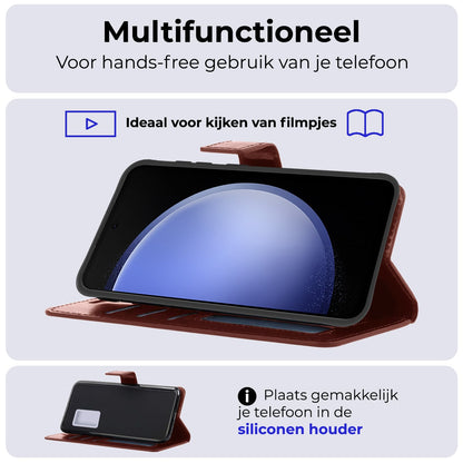 Forterra Samsung S23 FE Hoesje Bookcase Cover met Kaarthouder - Bruin