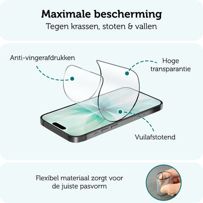 Forterra iPhone 17 Screenprotector Flexibel Glas met Installatieframe