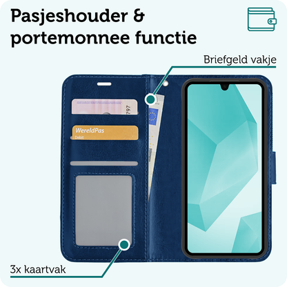 Forterra Samsung A16 Hoesje Bookcase Cover met Kaarthouder - Donkerblauw