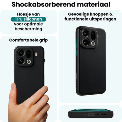 Forterra OPPO Find X9 Pro Hoesje Siliconen Backcover Lichtgewicht - Zwart