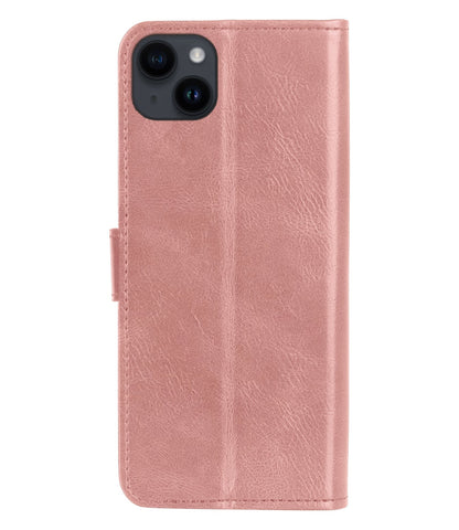 Forterra iPhone 15 Plus Hoesje Bookcase Cover met Kaarthouder - Rosé goud
