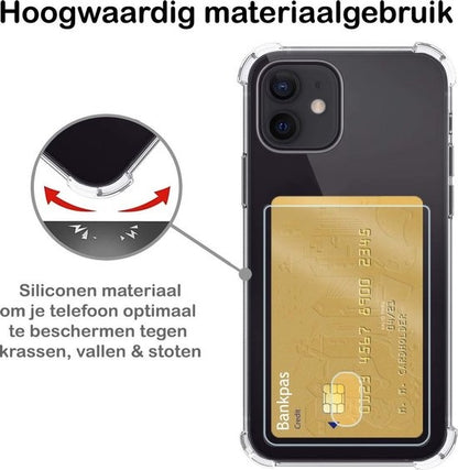 Forterra iPhone 12 Mini Hoesje Kaarthouder Backcover Shockproof - Transparant