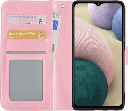 Forterra Samsung A12 Hoesje Bookcase Cover met Kaarthouder - Lichtroze