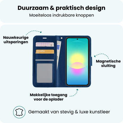 Forterra Samsung A27 Hoesje Bookcase Cover met Kaarthouder - Donkerblauw