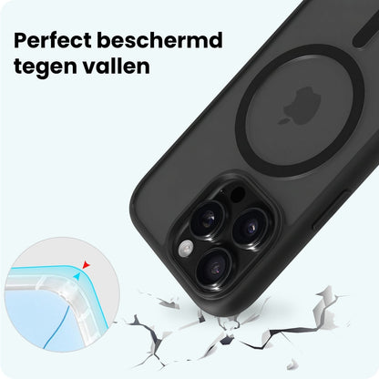 Forterra iPhone 14 Pro Hoesje Geschikt voor Magsafe Backcover Shockproof - Zwart