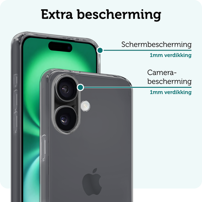 Forterra iPhone 16 Hoesje Siliconen Backcover Lichtgewicht - Transparant