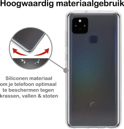 Forterra Google Pixel 5 Hoesje Siliconen Backcover Lichtgewicht - Transparant