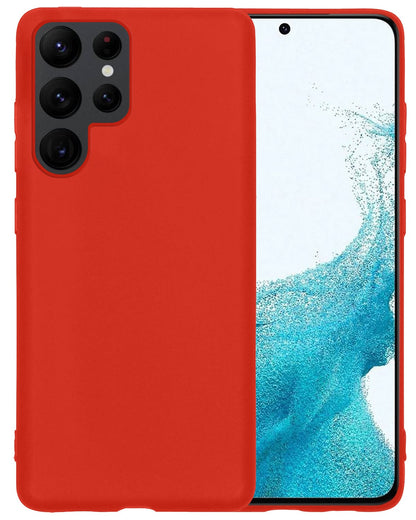 Forterra Samsung S22 Ultra Hoesje Siliconen Backcover Lichtgewicht - Rood