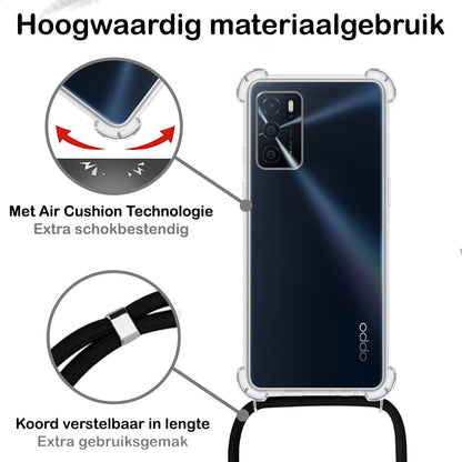 Forterra OPPO A16 Hoesje met Koord Backcover Shockproof - Transparant