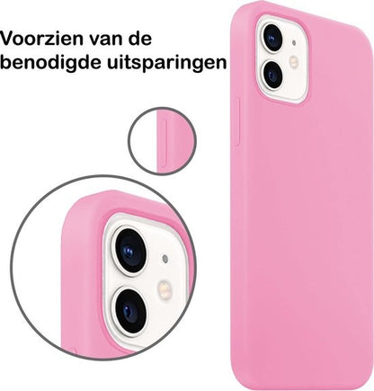 Forterra iPhone 12 Hoesje Siliconen Backcover Lichtgewicht - Lichtroze