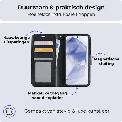 Forterra Samsung A55 Hoesje Bookcase Cover met Kaarthouder - Zwart