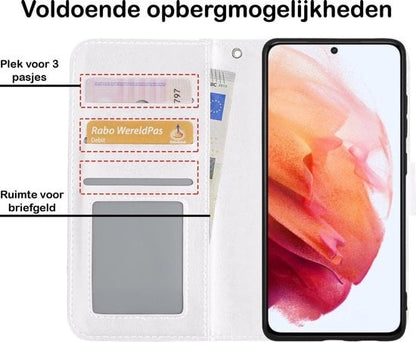 Forterra Samsung S21 Plus Hoesje Bookcase Cover met Kaarthouder - Wit