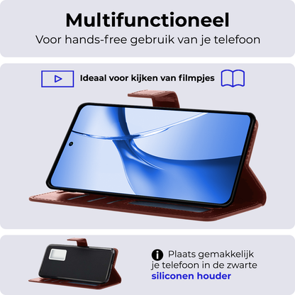 Forterra OnePlus Nord CE 4 Hoesje Bookcase Cover met Kaarthouder - Bruin