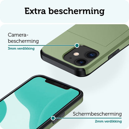 Forterra iPhone 11 Hoesje Kaarthouder Hard Case Shockproof - Donkergroen