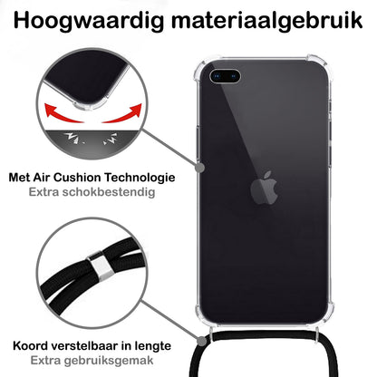 Forterra iPhone 8 Plus Hoesje met Koord Backcover Shockproof - Transparant