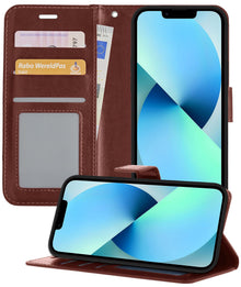 Forterra iPhone 13 Pro Hoesje Bookcase Cover met Kaarthouder - Bruin