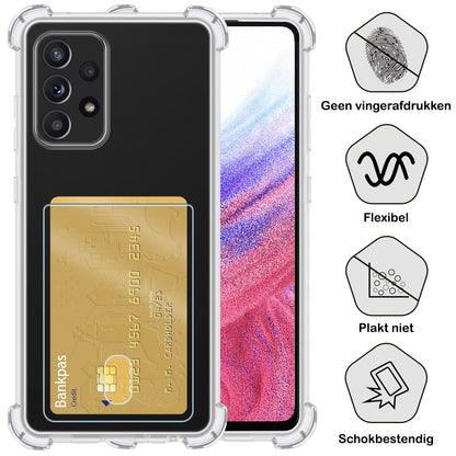 Forterra Samsung A53 Hoesje Kaarthouder Backcover Shockproof - Transparant