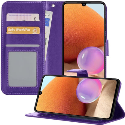 Forterra Samsung A32 4G Hoesje Bookcase Cover met Kaarthouder - Paars
