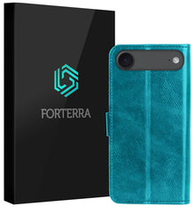 Forterra iPhone Air Hoesje Bookcase Cover met Kaarthouder - Turquoise
