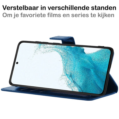 Forterra Samsung S22 Hoesje Bookcase Cover met Kaarthouder - Donkerblauw