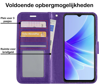 Forterra OPPO A57 Hoesje Bookcase Cover met Kaarthouder - Paars
