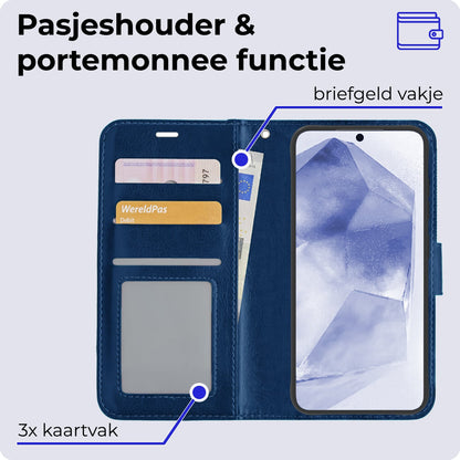 Forterra Samsung A55 Hoesje Bookcase Cover met Kaarthouder - Donkerblauw