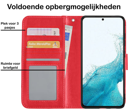 Forterra Samsung S22 Ultra Hoesje Bookcase Cover met Kaarthouder - Rood