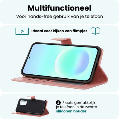 Forterra Samsung A57 Hoesje Bookcase Cover met Kaarthouder - Rosé goud