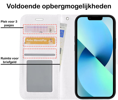 Forterra iPhone 13 Mini Hoesje Bookcase Cover met Kaarthouder - Wit