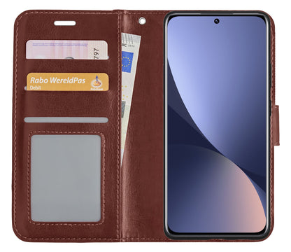 Forterra Xiaomi 12 Hoesje Bookcase Cover met Kaarthouder - Bruin