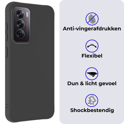 Forterra OPPO Reno 12 Pro Hoesje Siliconen Backcover Lichtgewicht - Zwart