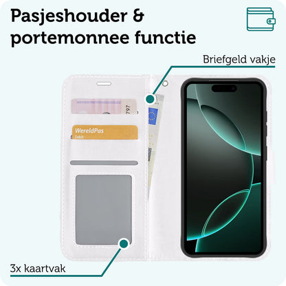 Forterra iPhone 16 Pro Hoesje Bookcase Cover met Kaarthouder - Wit