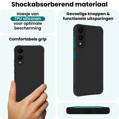 Forterra Samsung S25 Edge Hoesje Siliconen Backcover Lichtgewicht - Zwart