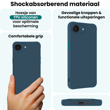 Forterra iPhone 16e Hoesje Siliconen Backcover Lichtgewicht - Donkerblauw