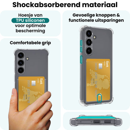 Forterra Samsung S25 Hoesje Kaarthouder Backcover Shockproof - Transparant