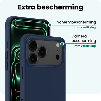 Forterra iPhone 17 Pro Max Hoesje Siliconen Backcover Lichtgewicht - Donkerblauw