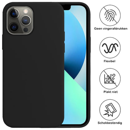 Forterra iPhone 14 Pro Hoesje Siliconen Backcover Lichtgewicht - Zwart