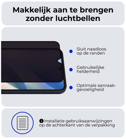 Forterra Samsung A15 Screenprotector Gehard Glas - Privacy