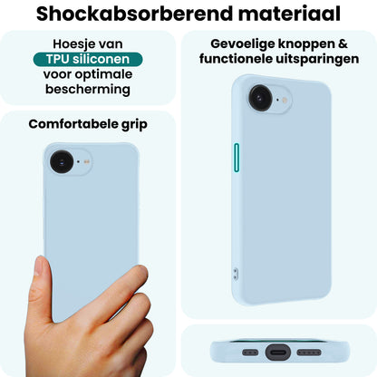 Forterra iPhone 16e Hoesje Siliconen Backcover Lichtgewicht - Lichtblauw