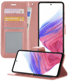 Forterra Samsung A53 Hoesje Bookcase Cover met Kaarthouder - Rosé goud