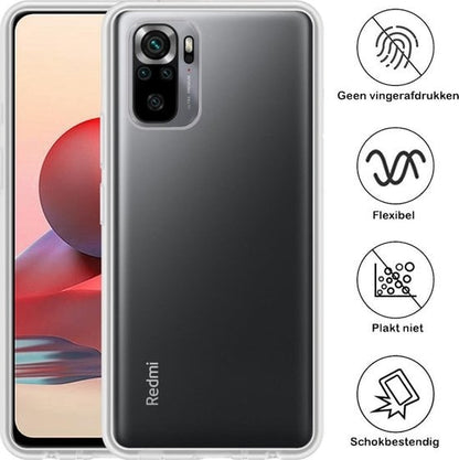 Forterra Xiaomi Redmi Note 10S Hoesje Siliconen Backcover Lichtgewicht - Transparant