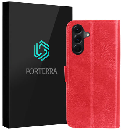 Forterra Samsung A17 Hoesje Bookcase Cover met Kaarthouder - Rood