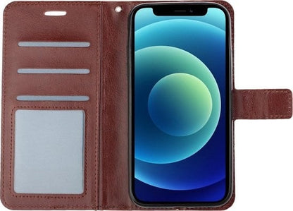 Forterra iPhone 12 Mini Hoesje Bookcase Cover met Kaarthouder - Bruin