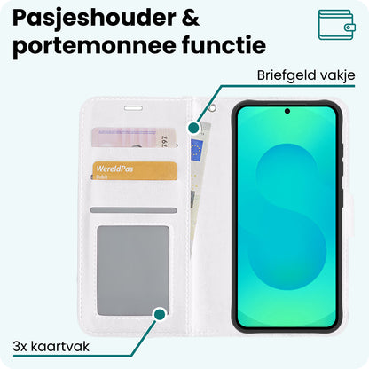 Forterra Samsung S25 Hoesje Bookcase Cover met Kaarthouder - Wit