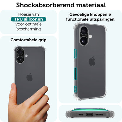 Forterra iPhone 16 Plus Hoesje Shockproof Backcover Siliconen - Transparant