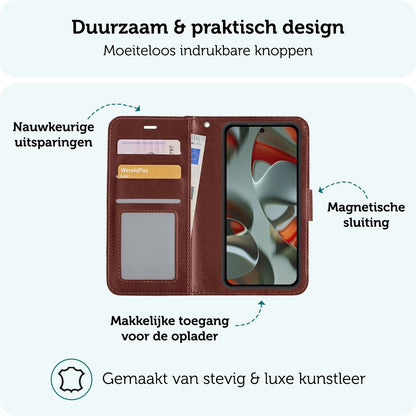 Forterra Google Pixel 10 Pro Hoesje Bookcase Cover met Kaarthouder - Bruin