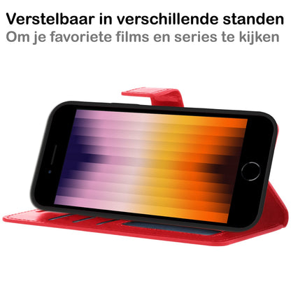Forterra iPhone SE 2022 Hoesje Bookcase Cover met Kaarthouder - Rood