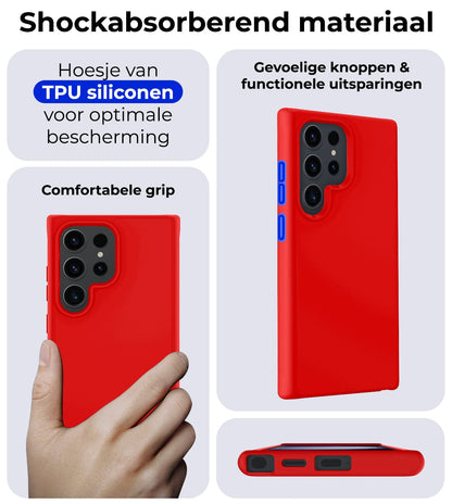 Forterra Samsung S24 Ultra Hoesje Siliconen Backcover Lichtgewicht - Rood