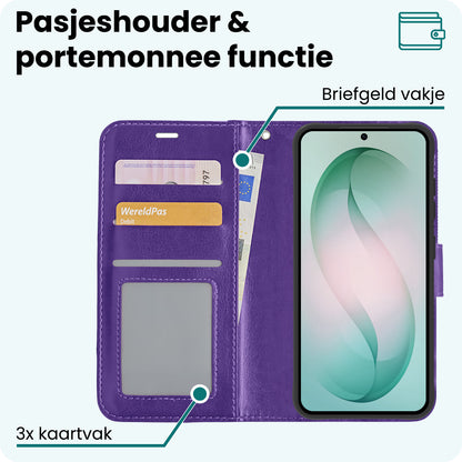 Forterra Samsung S26 Plus Hoesje Bookcase Cover met Kaarthouder - Paars